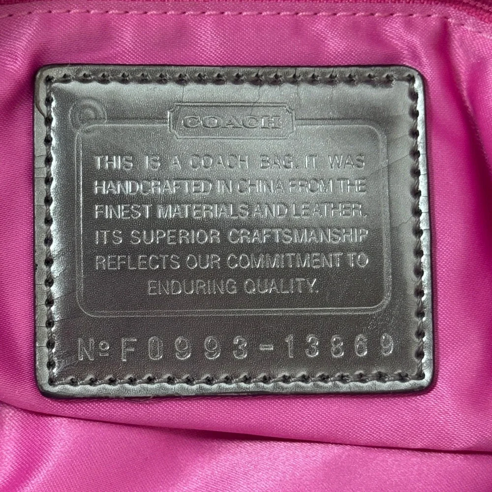 Coach Poppy Spotlight Pocket Hobo Bag Large Burgundy Purple Patent Leather 13869